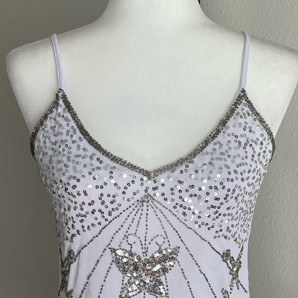 Embellished White and Silver Women's Top Size S - Picture 2 of 7